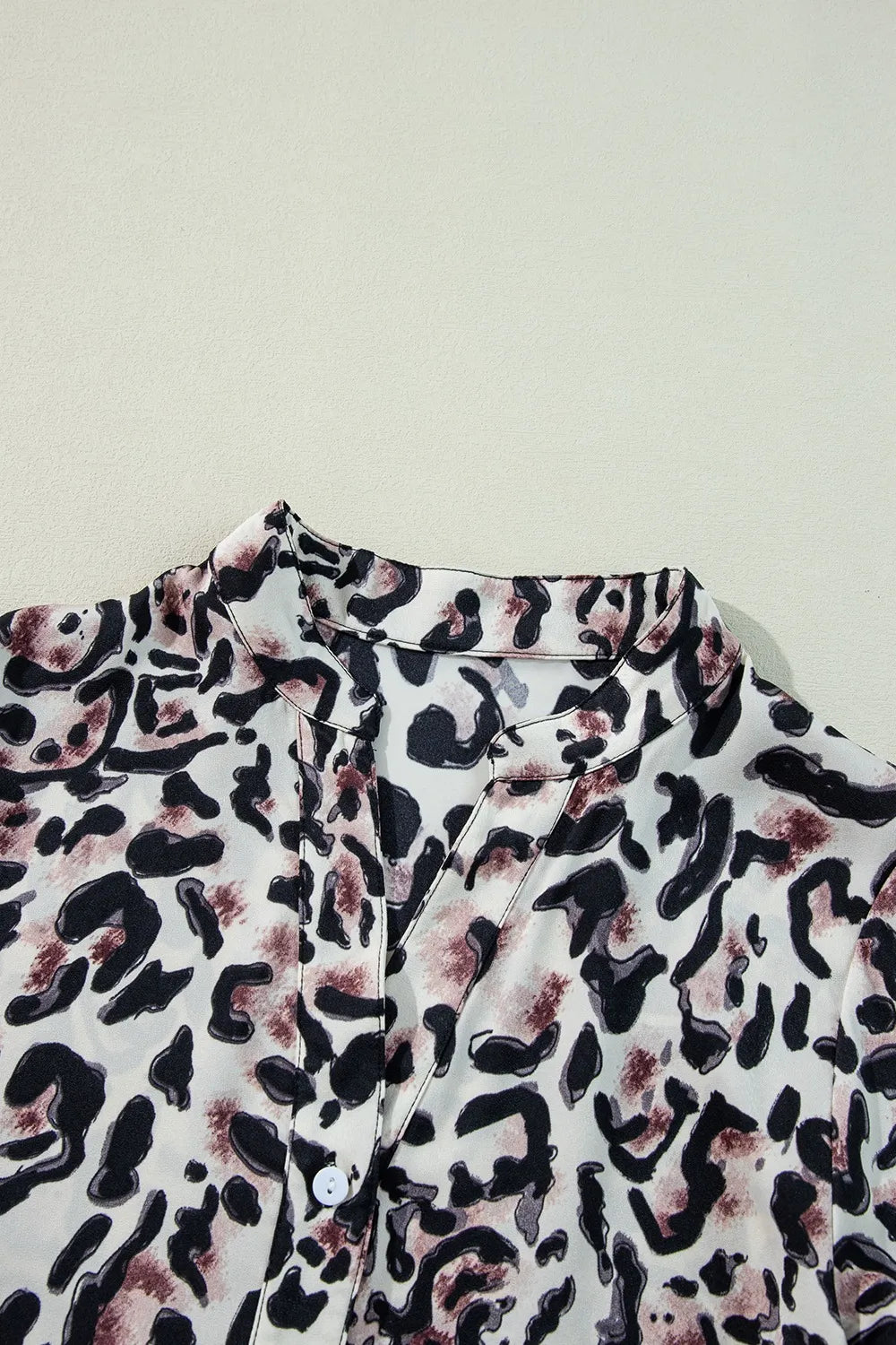 Leopard Print Buttoned Front 3/4 Sleeve Tiered Ruffled Hem Dress.