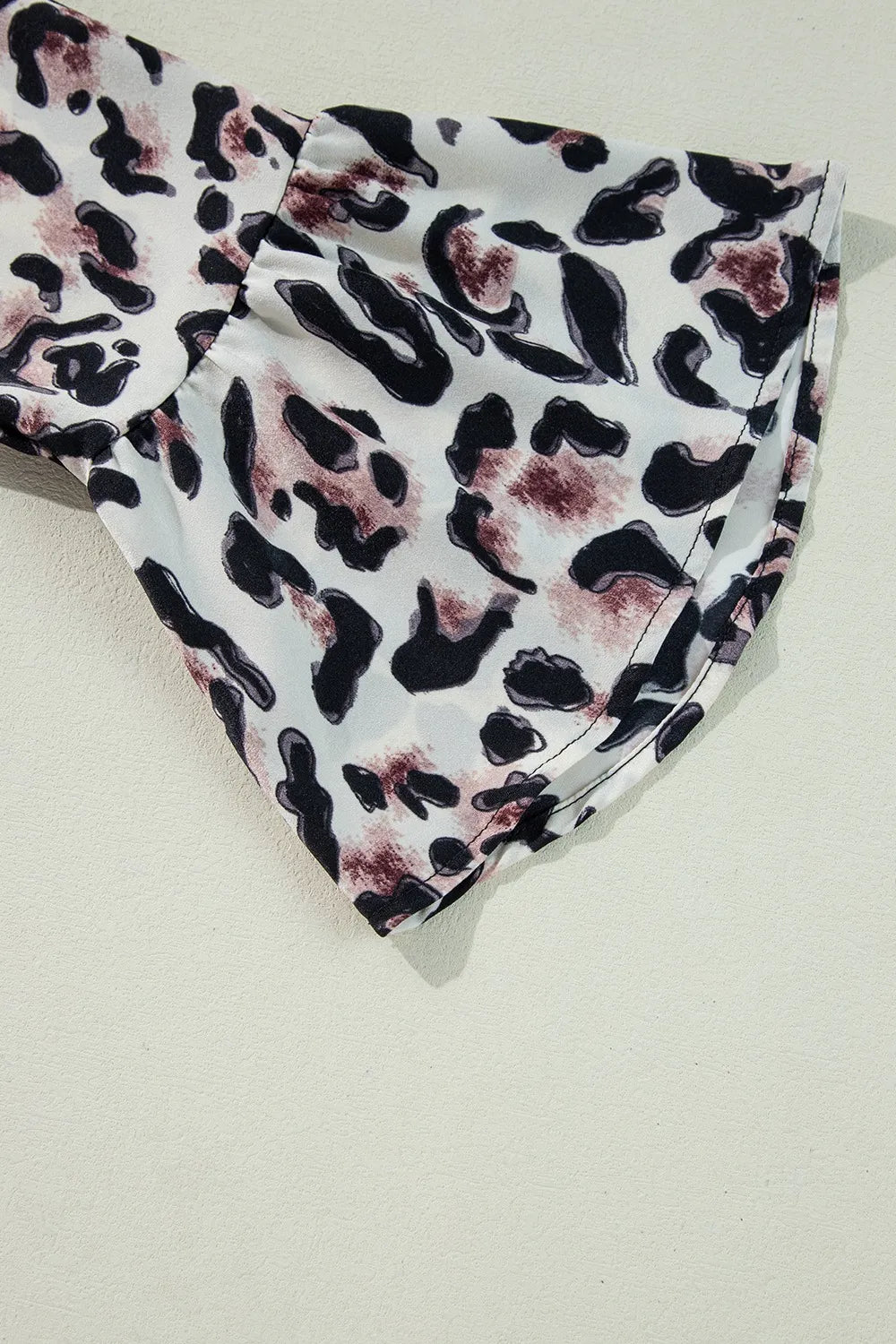 Leopard Print Buttoned Front 3/4 Sleeve Tiered Ruffled Hem Dress.