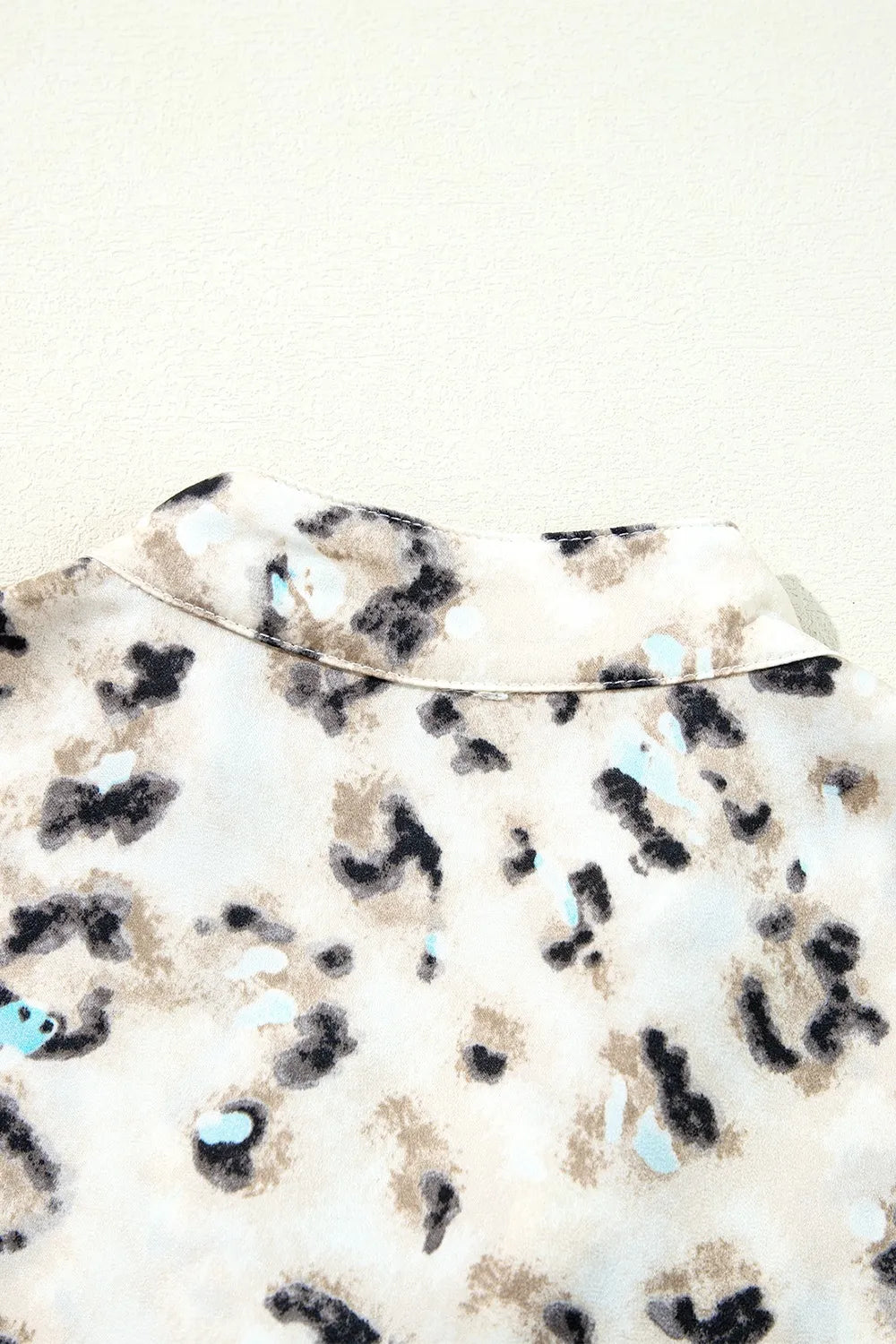 Leopard Print Buttoned Front 3/4 Sleeve Tiered Ruffled Hem Dress.