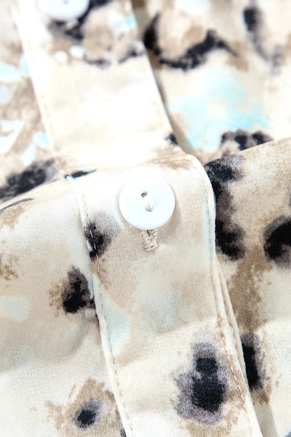 Leopard Print Buttoned Front 3/4 Sleeve Tiered Ruffled Hem Dress.