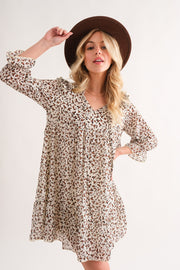 And The Why Leopard Ruffle Hem Woven Mini Dress.