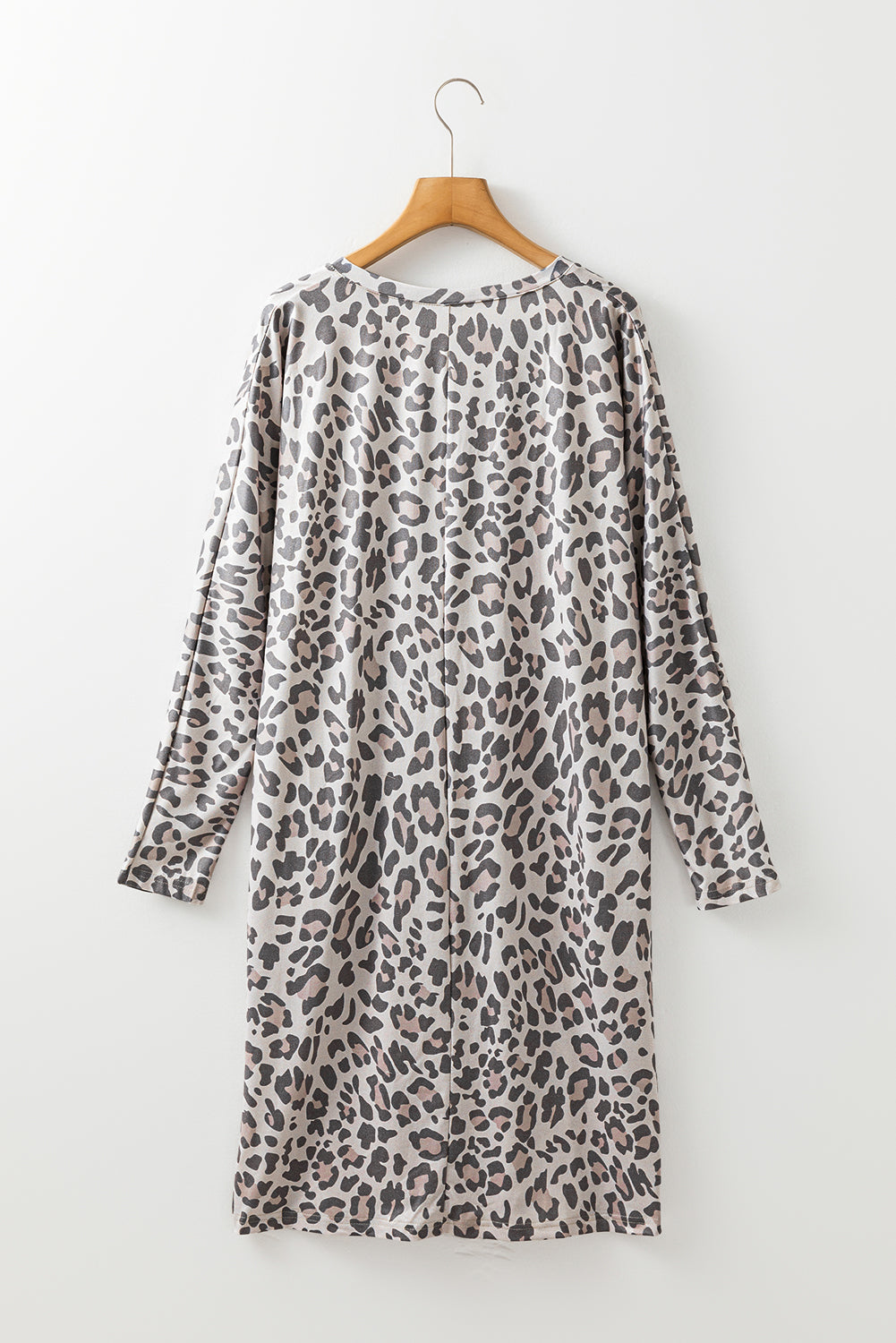 Leopard V-Neck Long Sleeve Dress.