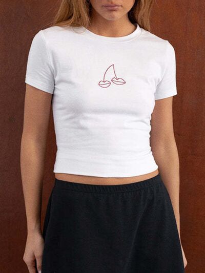 Letter Round Neck Short Sleeve T-Shirt