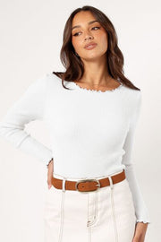 Lettuce Edge Round Neck Long Sleeve T-Shirt