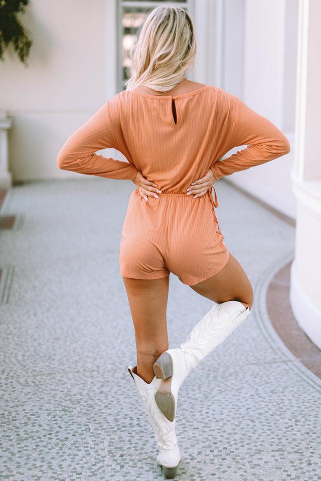 Long Sleeve Round Neck Romper.