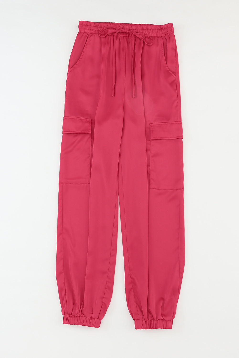 Long tie waist pocketed pants, casual style.