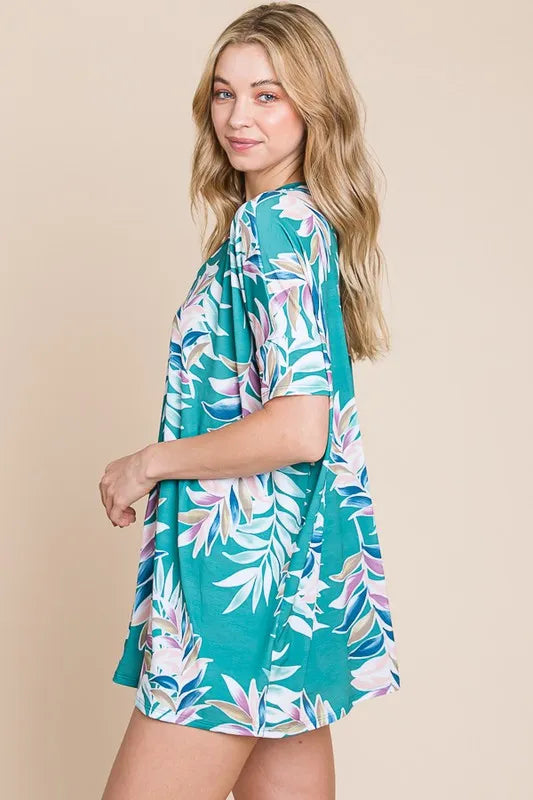 Bombom Loose Fit Vintage Floral Tunic Top.