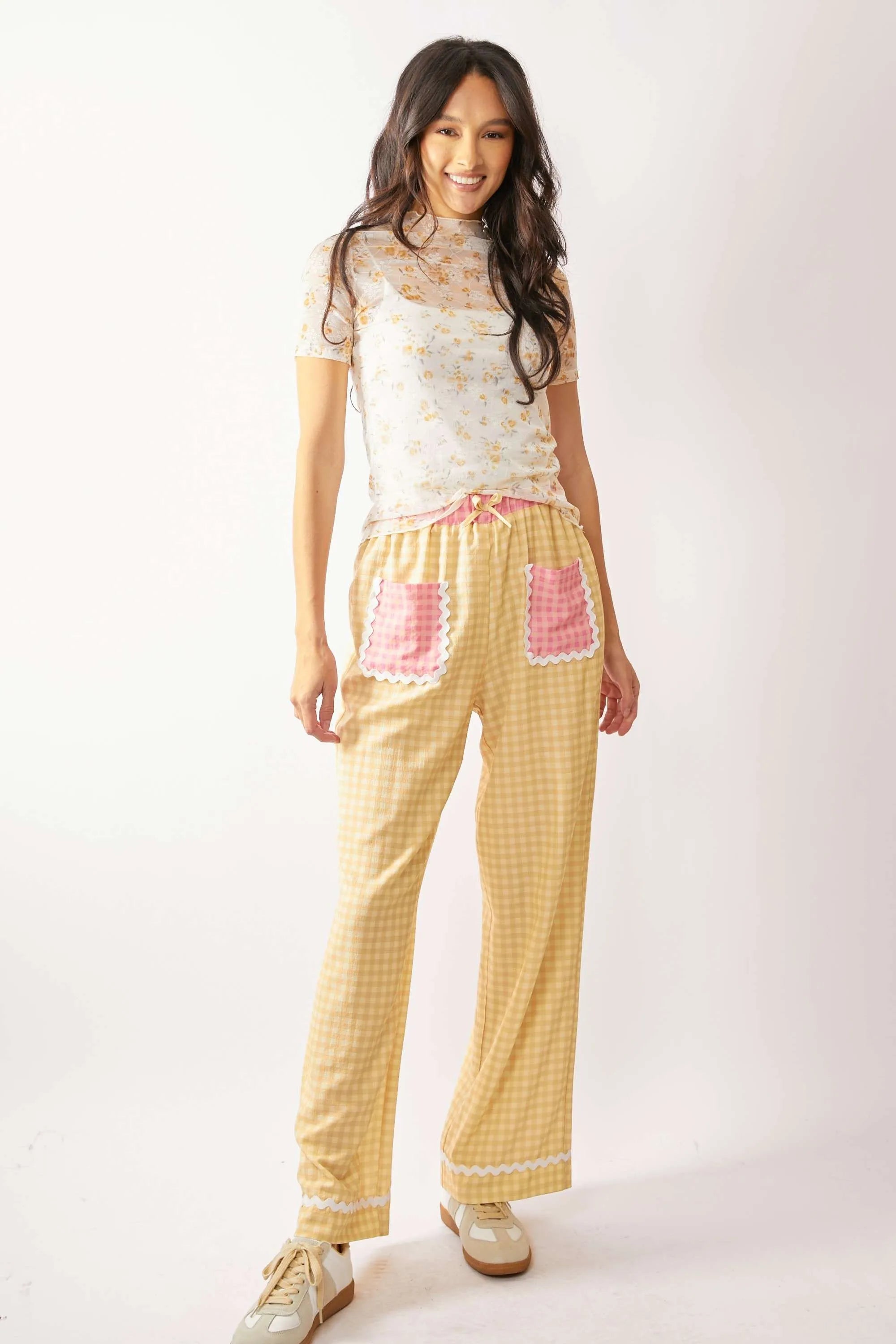 Davi Dani Loose Turtle Neck Lace Mesh Lace Sheer Top.
