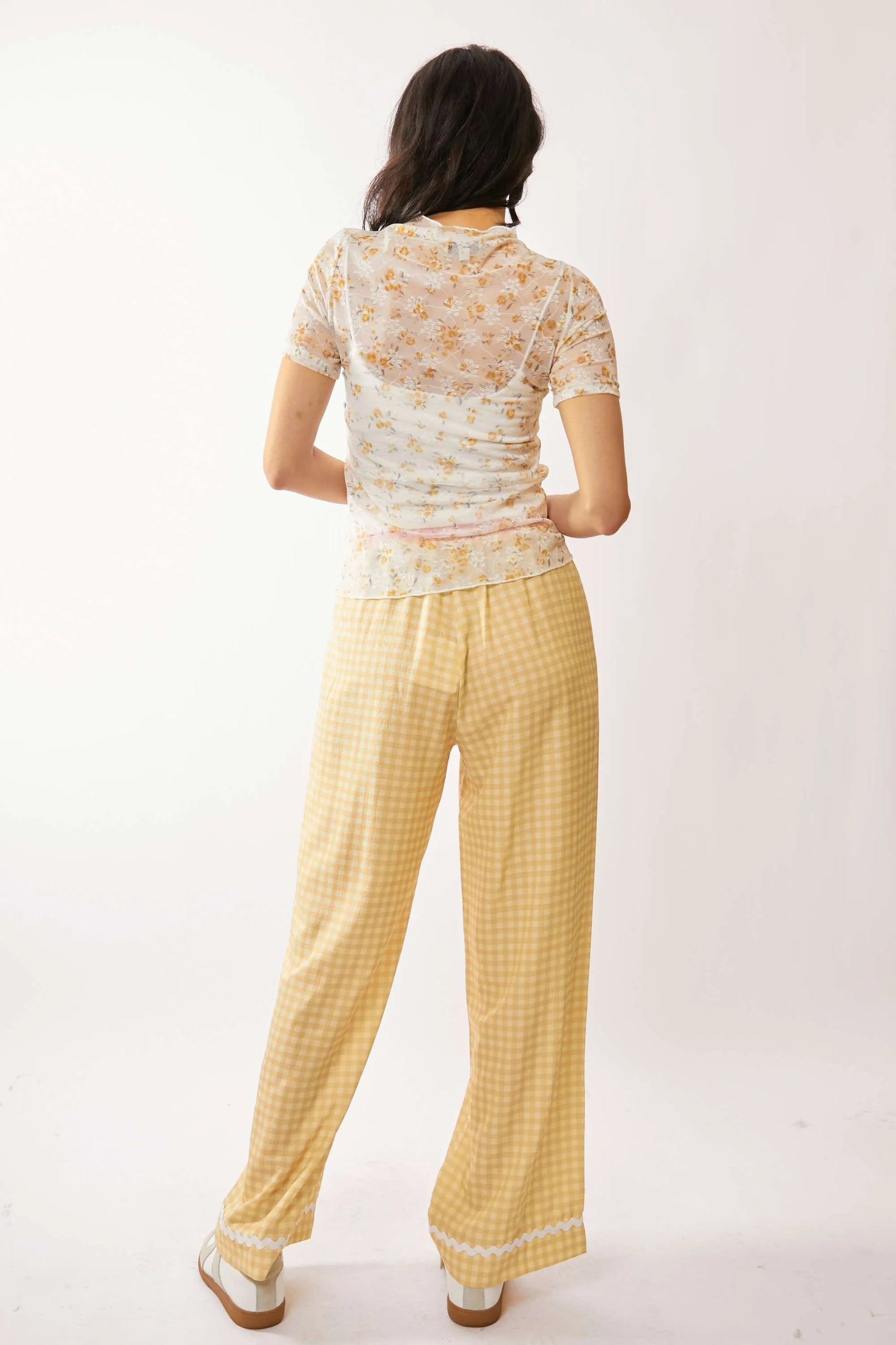 Davi Dani Loose Turtle Neck Lace Mesh Lace Sheer Top.