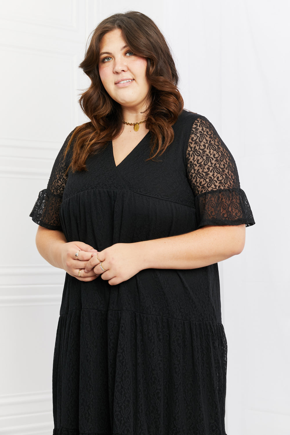 P. Rose Plus Size Lovely Lace Tiered Dress.