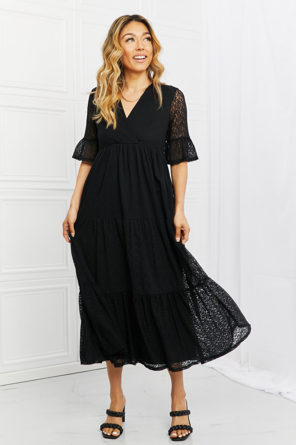 P. Rose Plus Size Lovely Lace Tiered Dress.