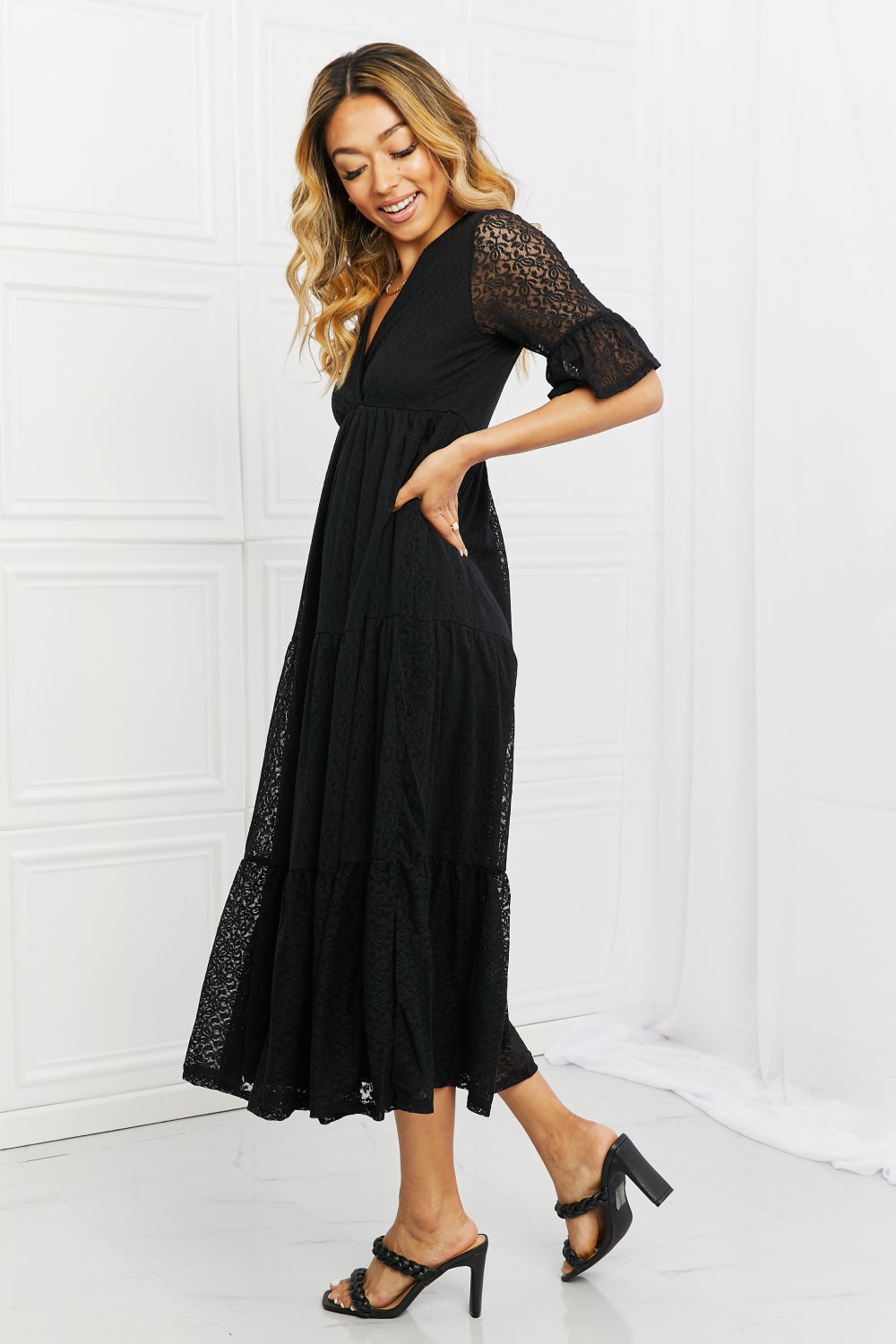 P. Rose Plus Size Lovely Lace Tiered Dress.