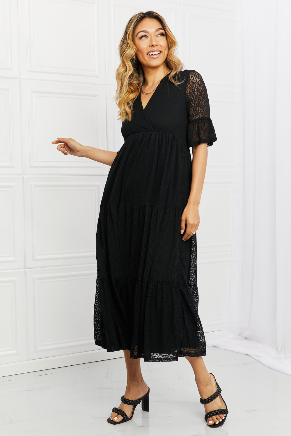 P. Rose Plus Size Lovely Lace Tiered Dress.