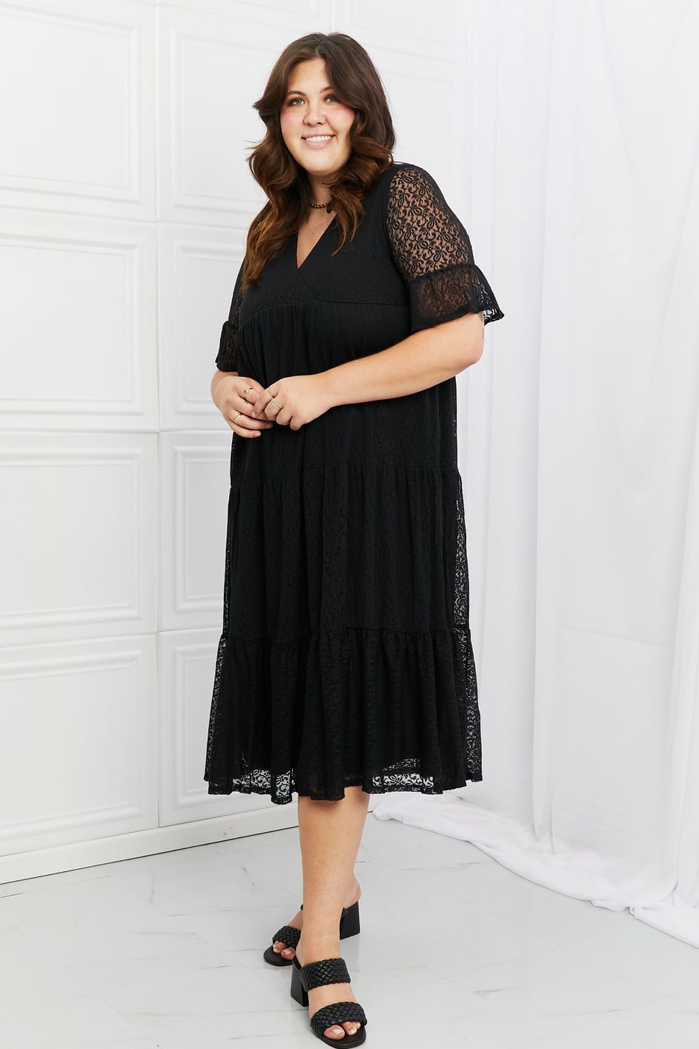 P. Rose Plus Size Lovely Lace Tiered Dress.