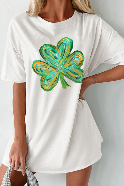 Lucky Clover Round Neck Short Sleeve T-Shirt