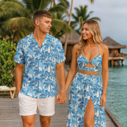 Matching Couples Outfits - Blue Palm Trees I