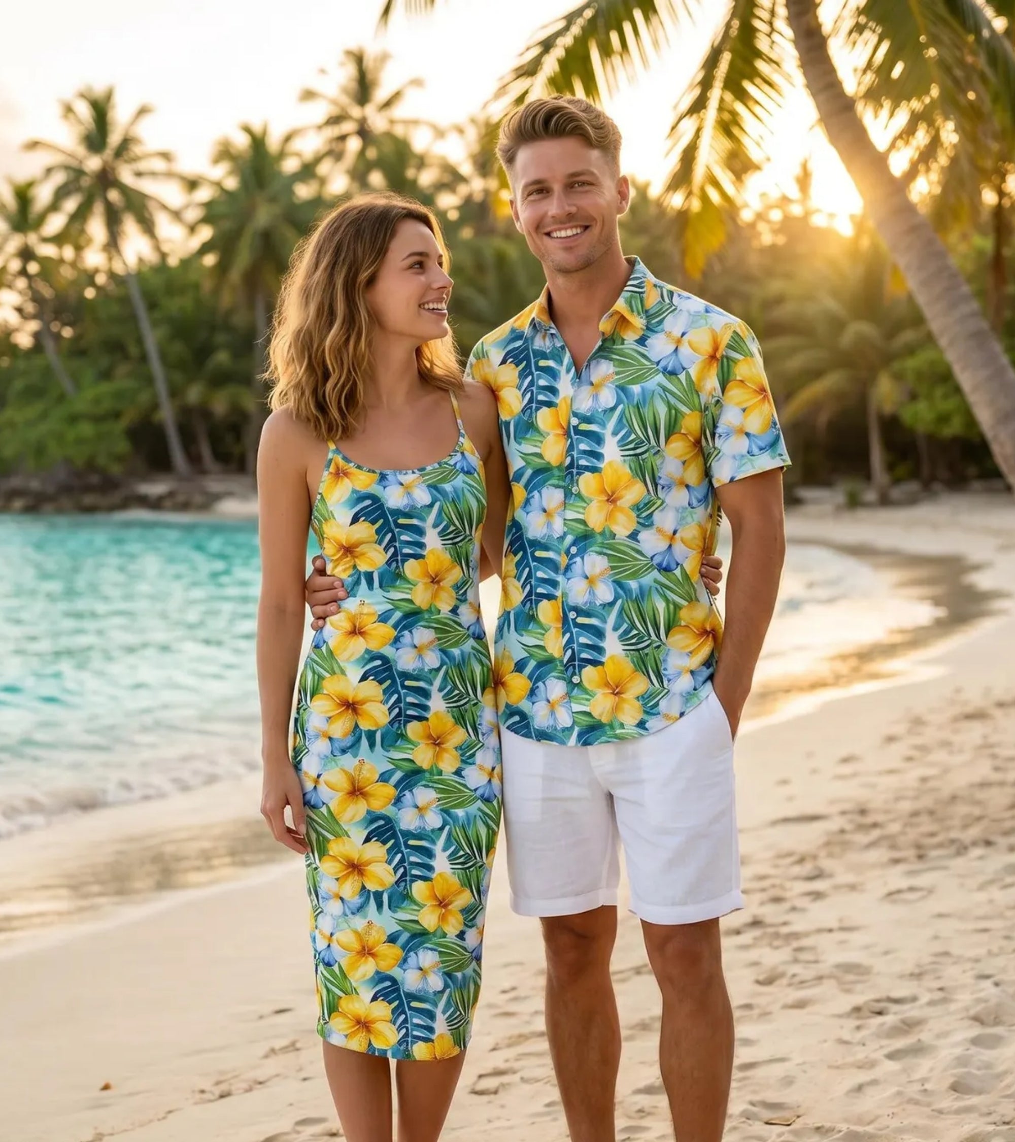 Matching Couples Outfits - Yellow Hibiscus