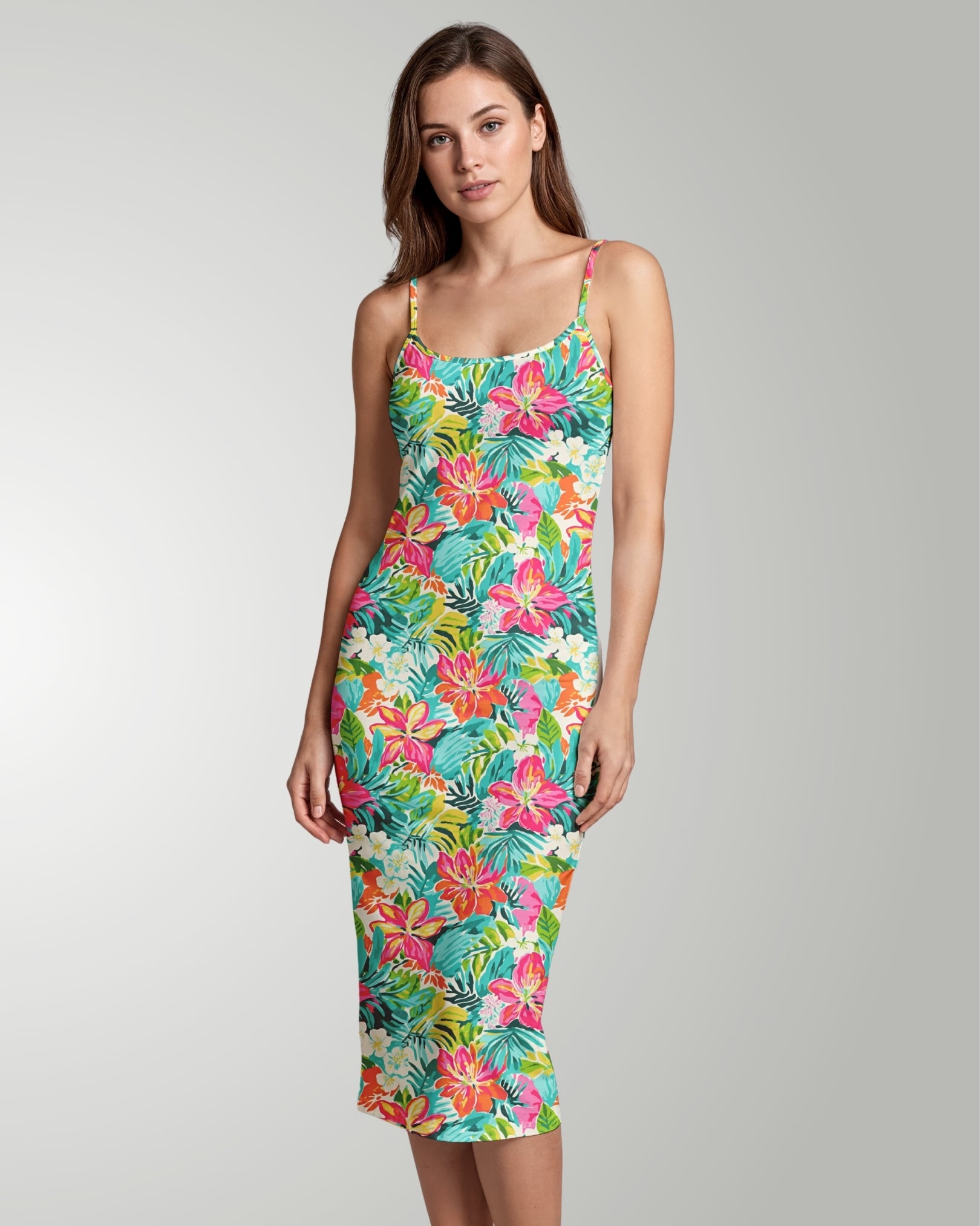 Womens Bodycon Midi Dress - Sun & Sea Breeze