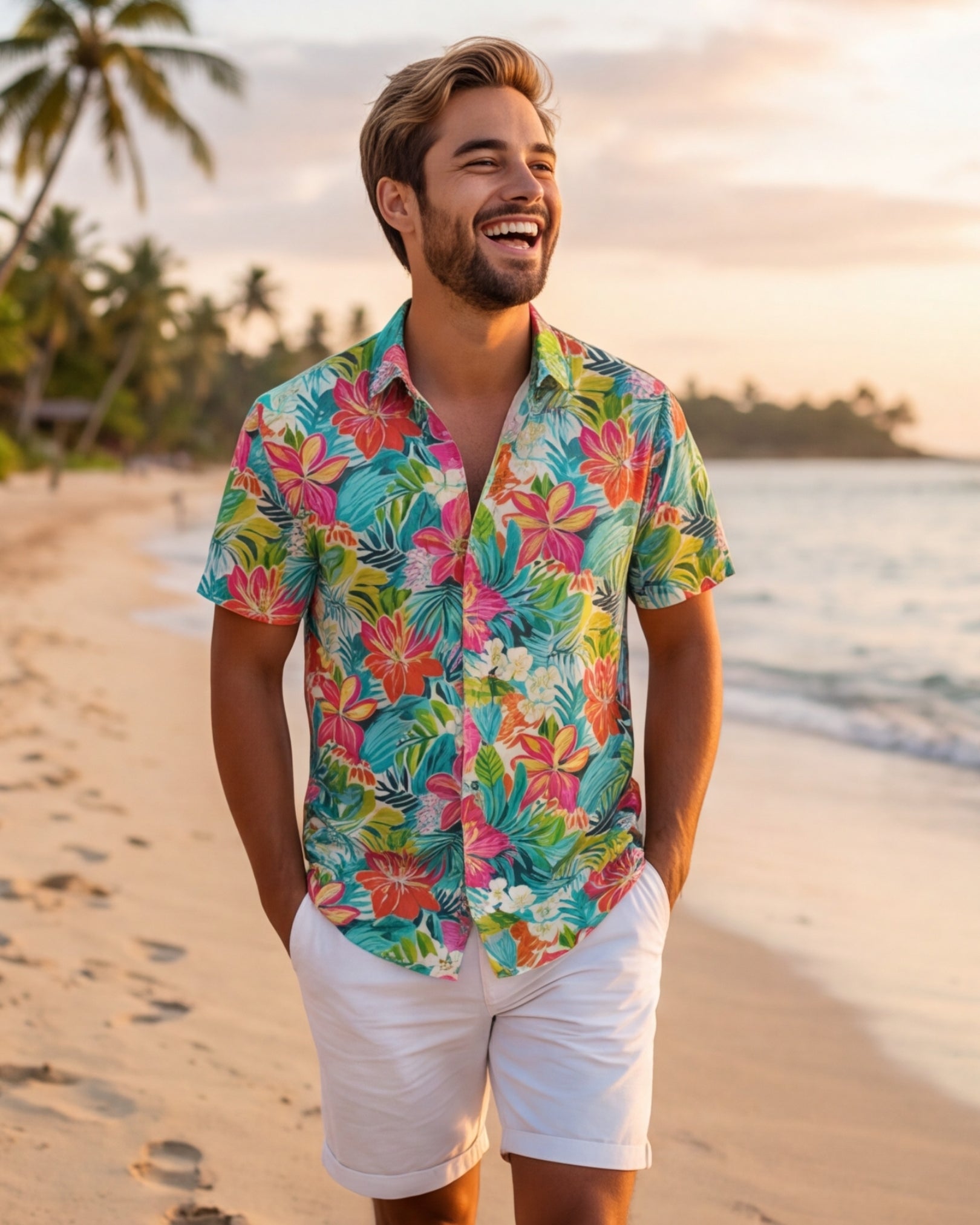 Mens Hawaiian Shirt - Sun & Sea Breeze