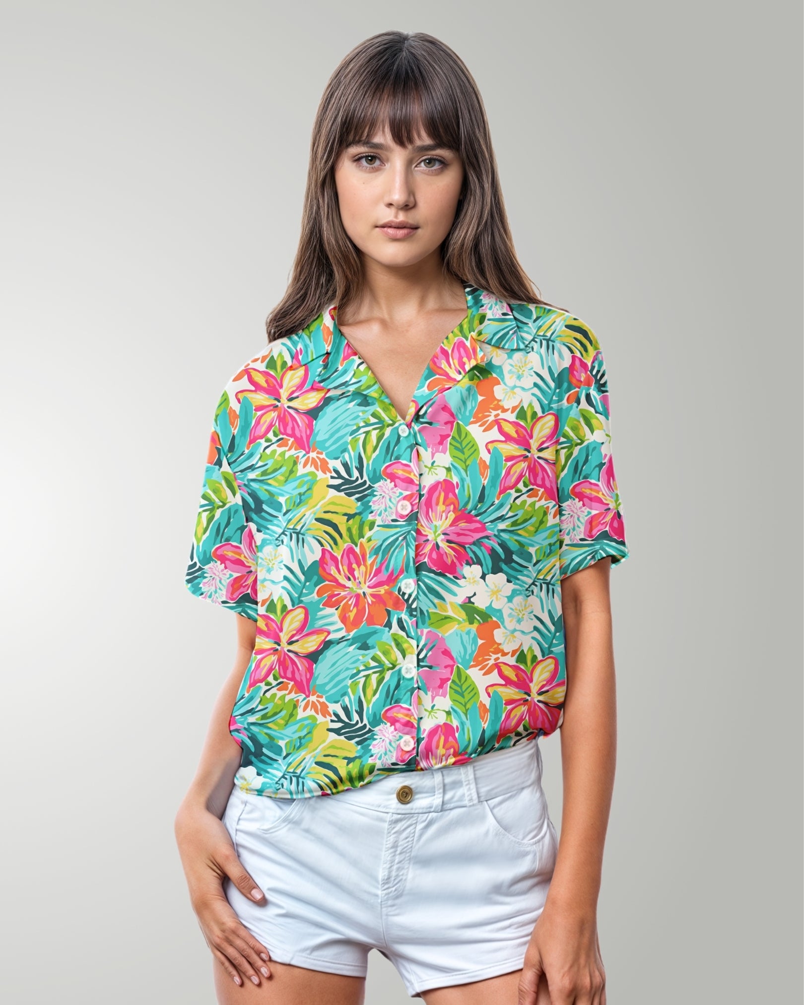 Womens Hawaiian Shirt - Sun & Sea Breeze