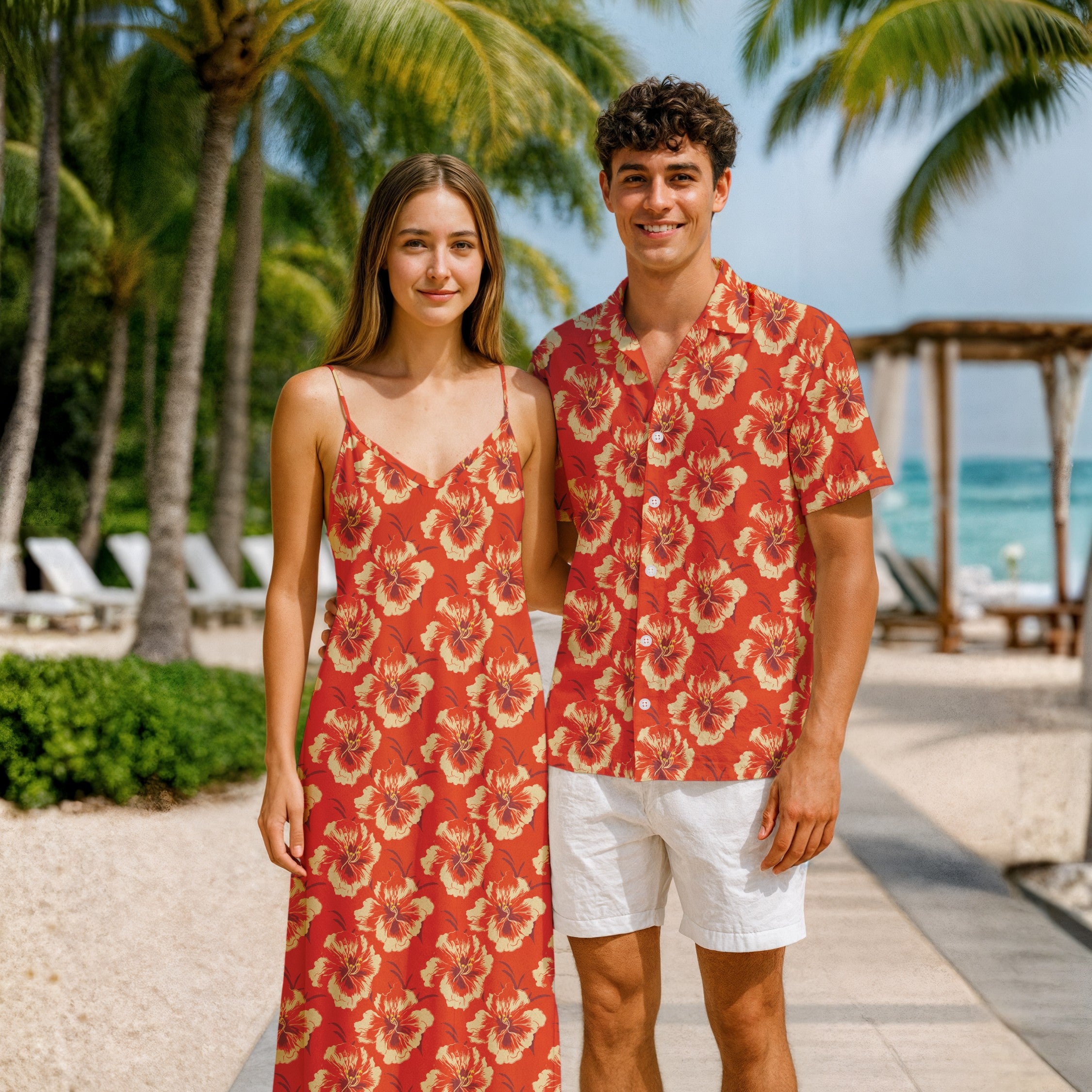 Matching Couples Outfits - Red Hawaiian I