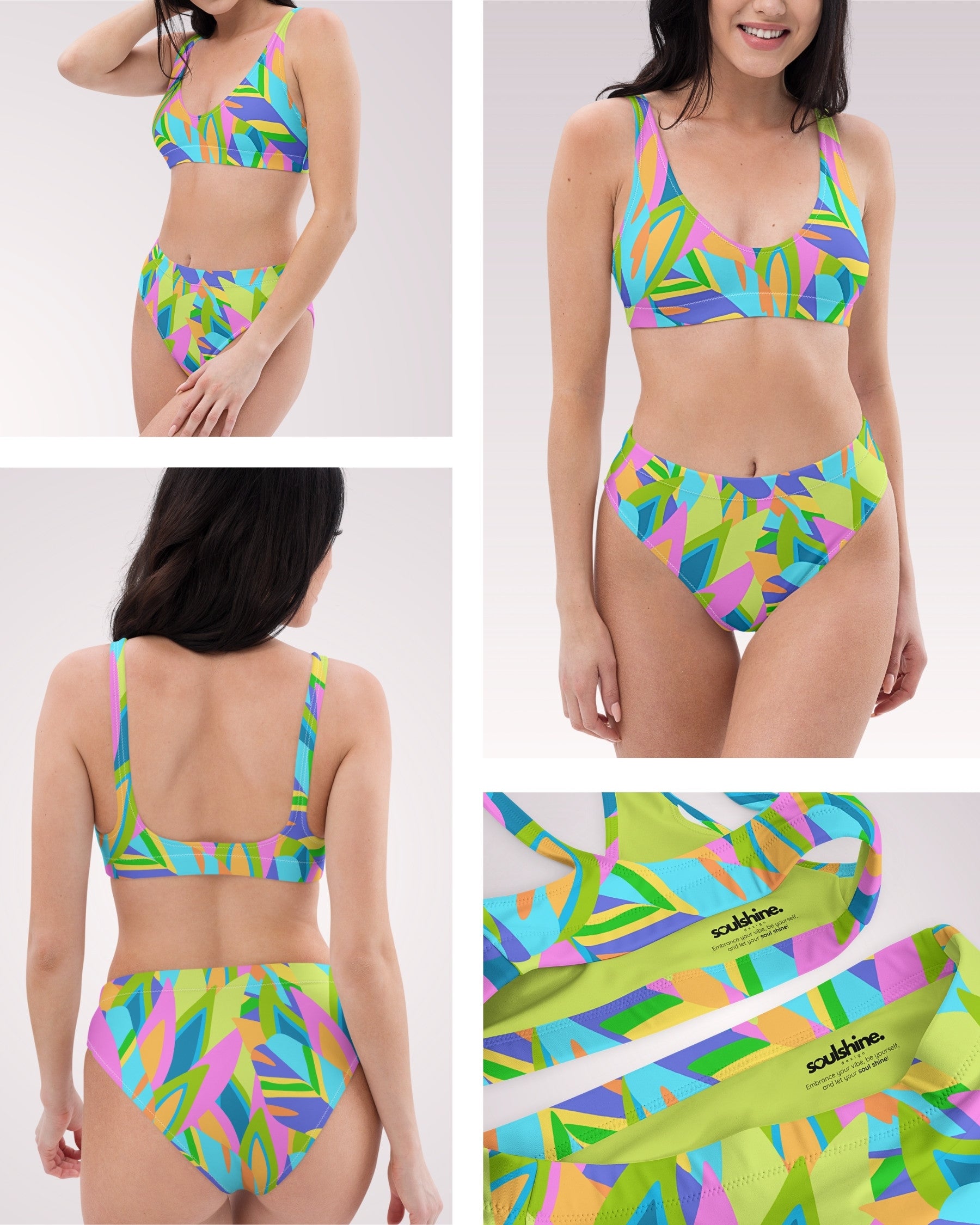 High Waist Bikini - Colorful Abstract IX