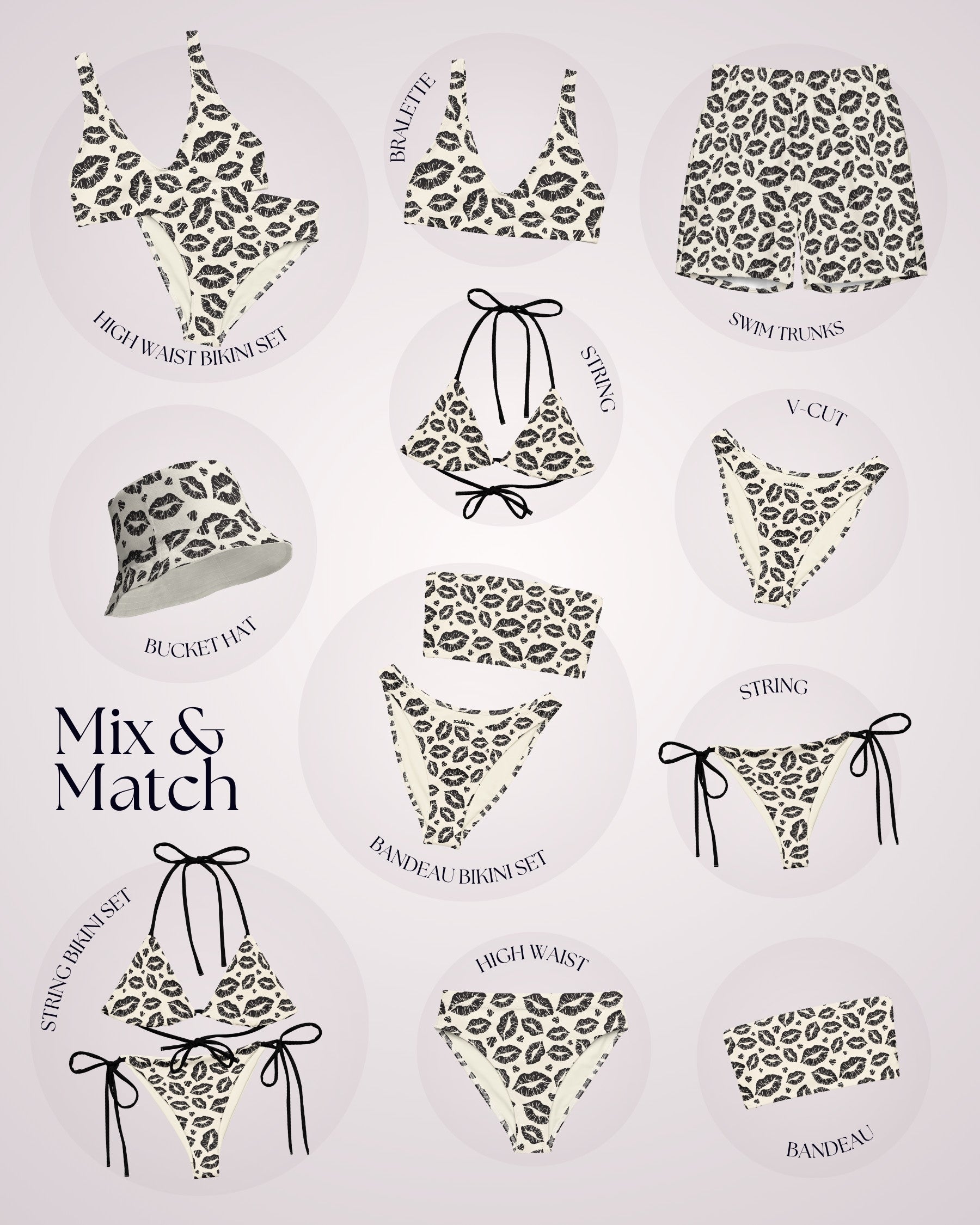 Couples Matching Swimsuits - Lips I