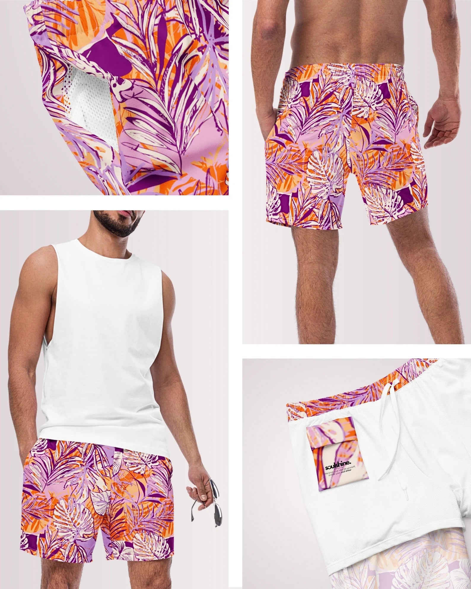 Mens Swim Trunks - Hawaiian Tropical VII