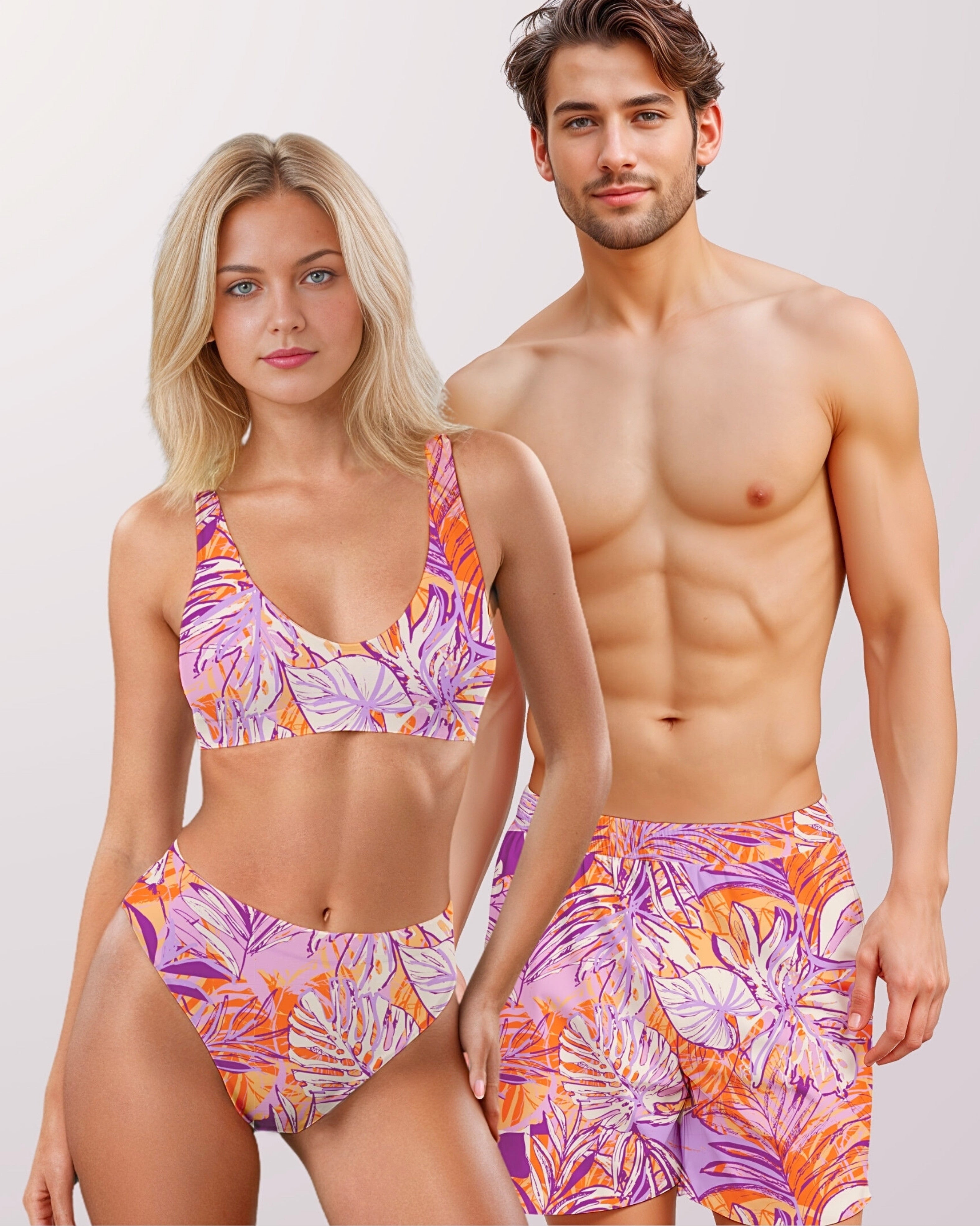 Couples Matching Swimsuits - Hawaiian Tropical VII
