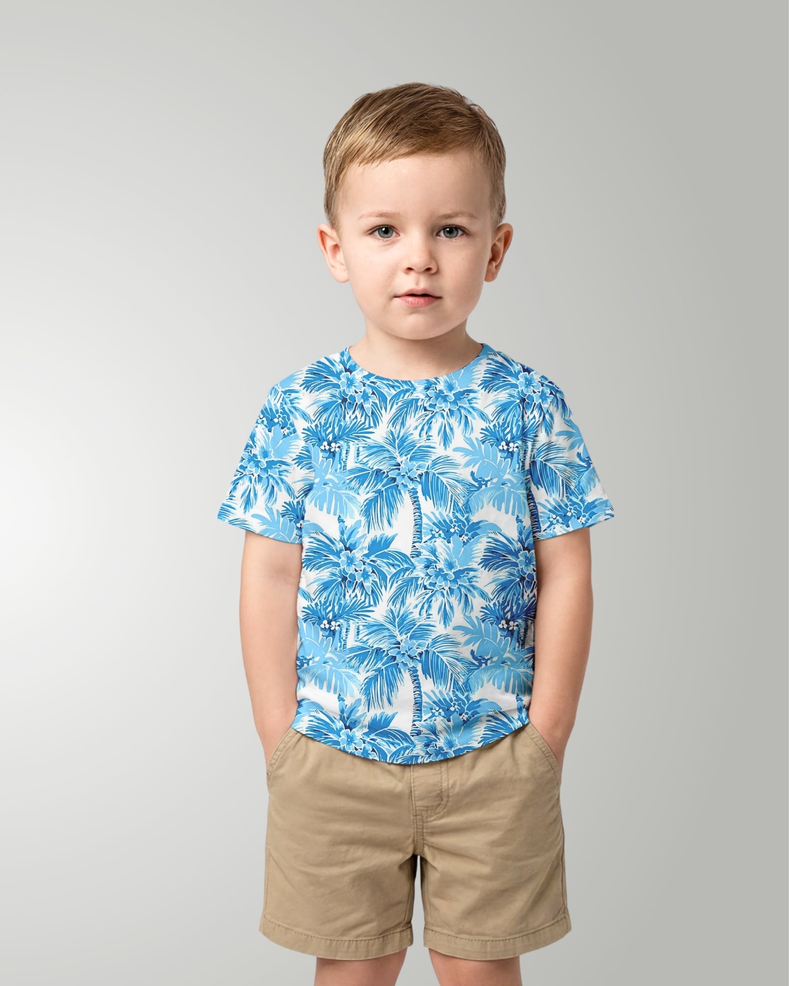Childs Hawaiian Tee - Blue Palms