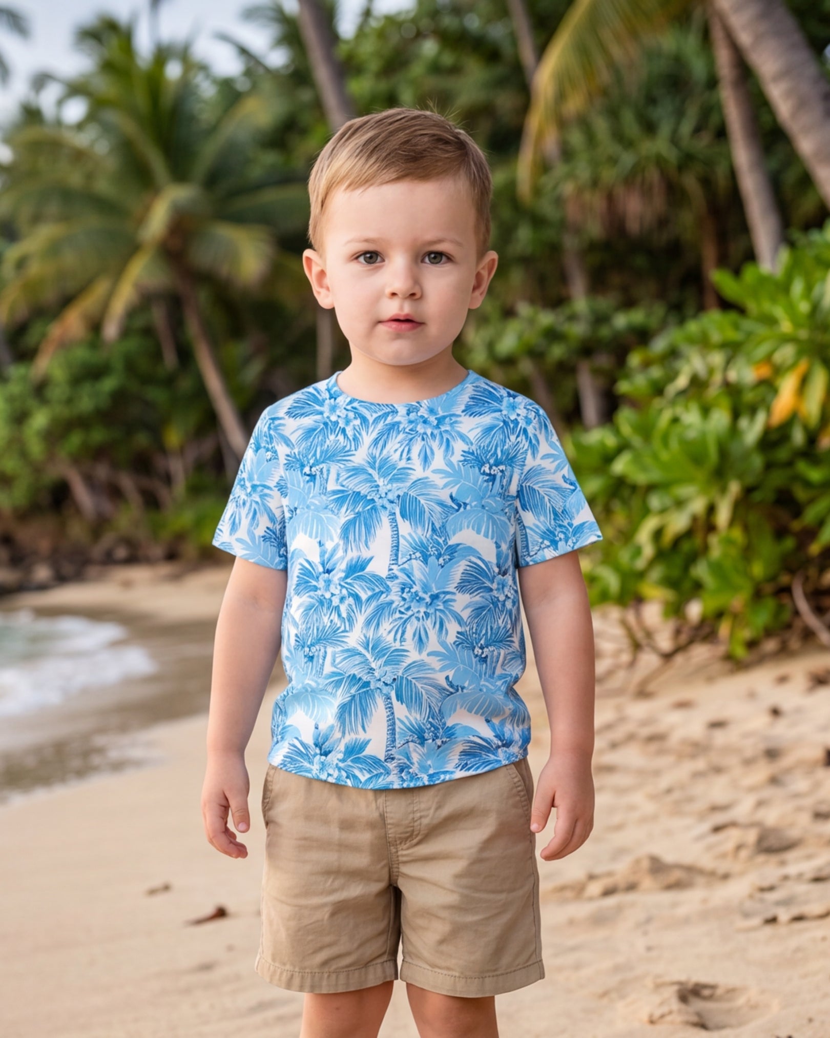 Childs Hawaiian Tee - Blue Palms