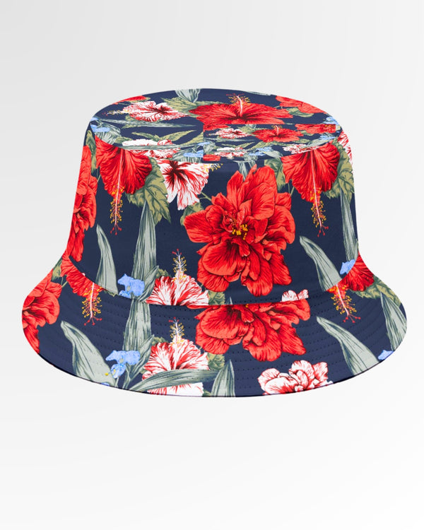 Bucket Hat - Red Tropical Hibiscus Floral
