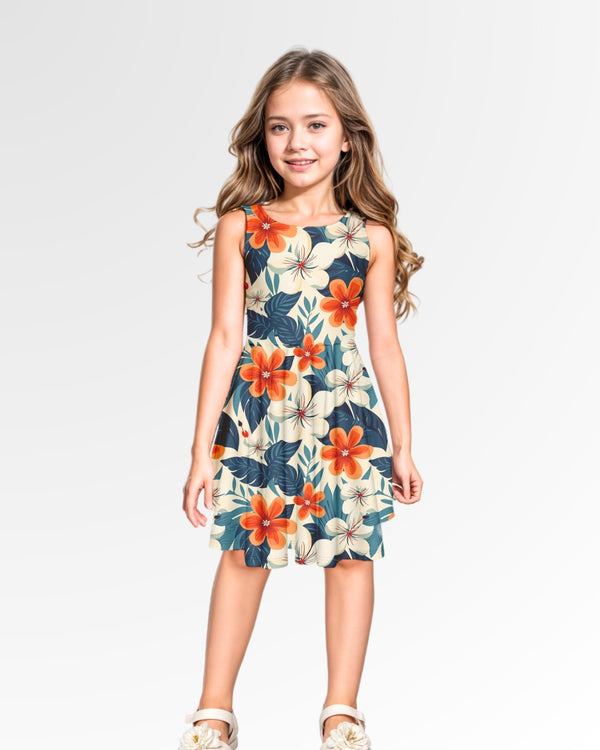 Girls Dress - Retro Tropical Floral