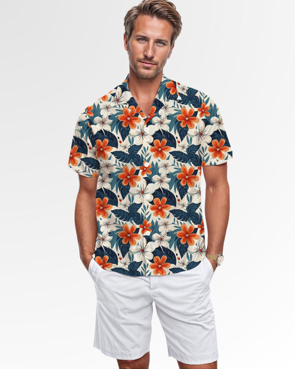 Mens Hawaiian Shirt - Retro Tropical Floral