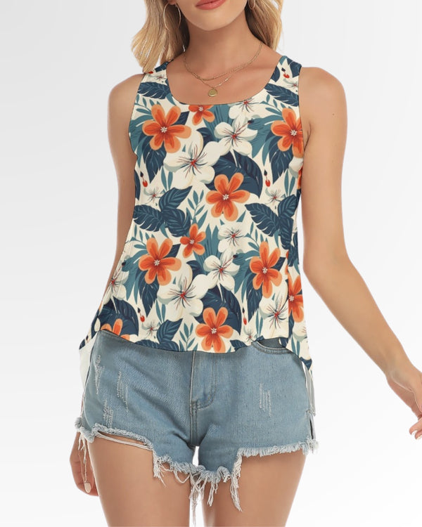 Wide Strap Tank - Retro Tropical Floral