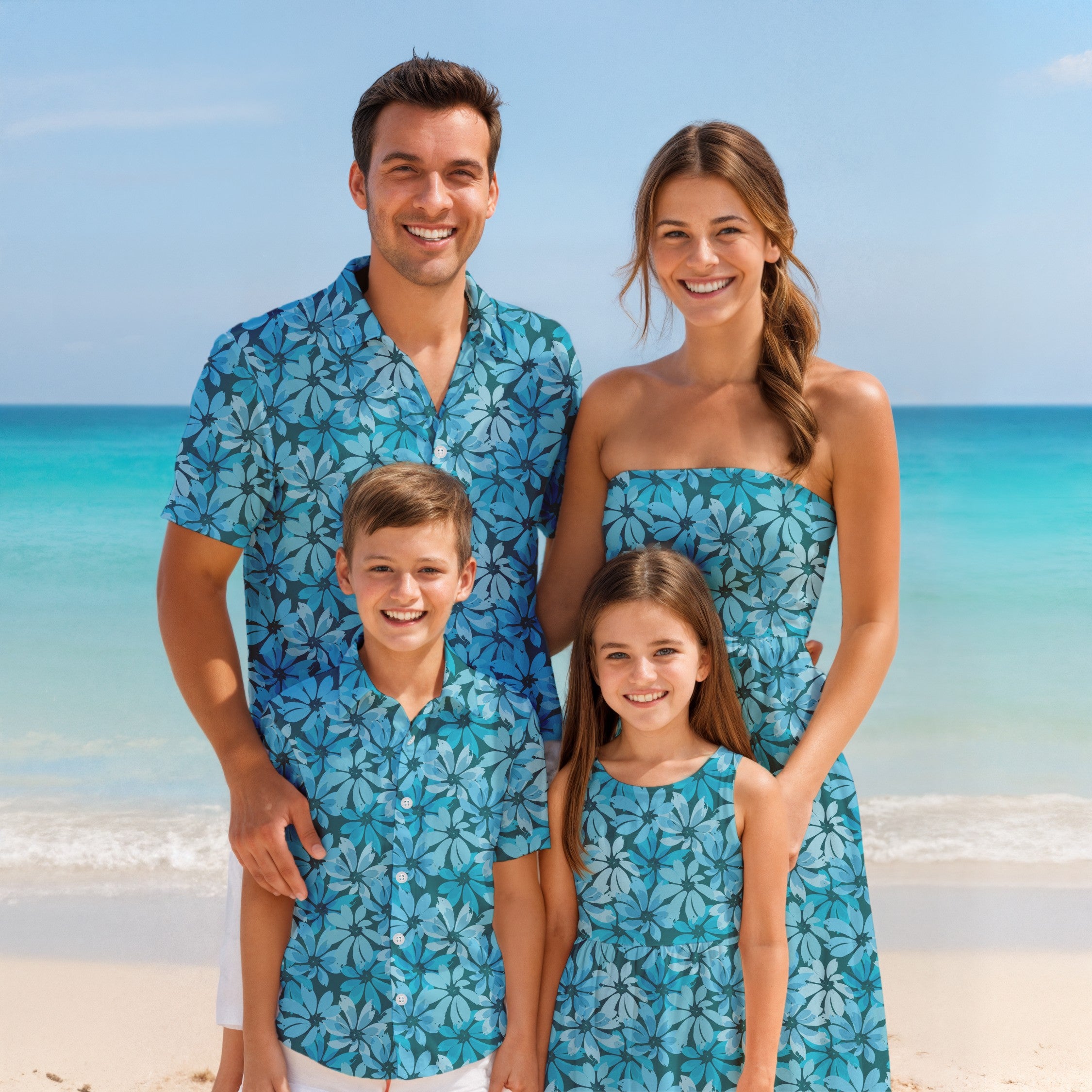 Matching Family Outfits - Tropical Blue Floral I