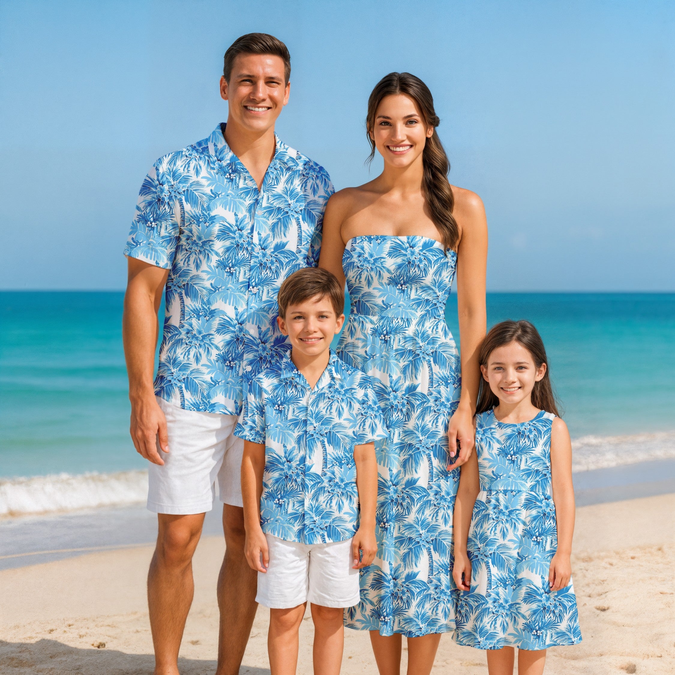 Matching Family Outfits - Blue Palm Trees I