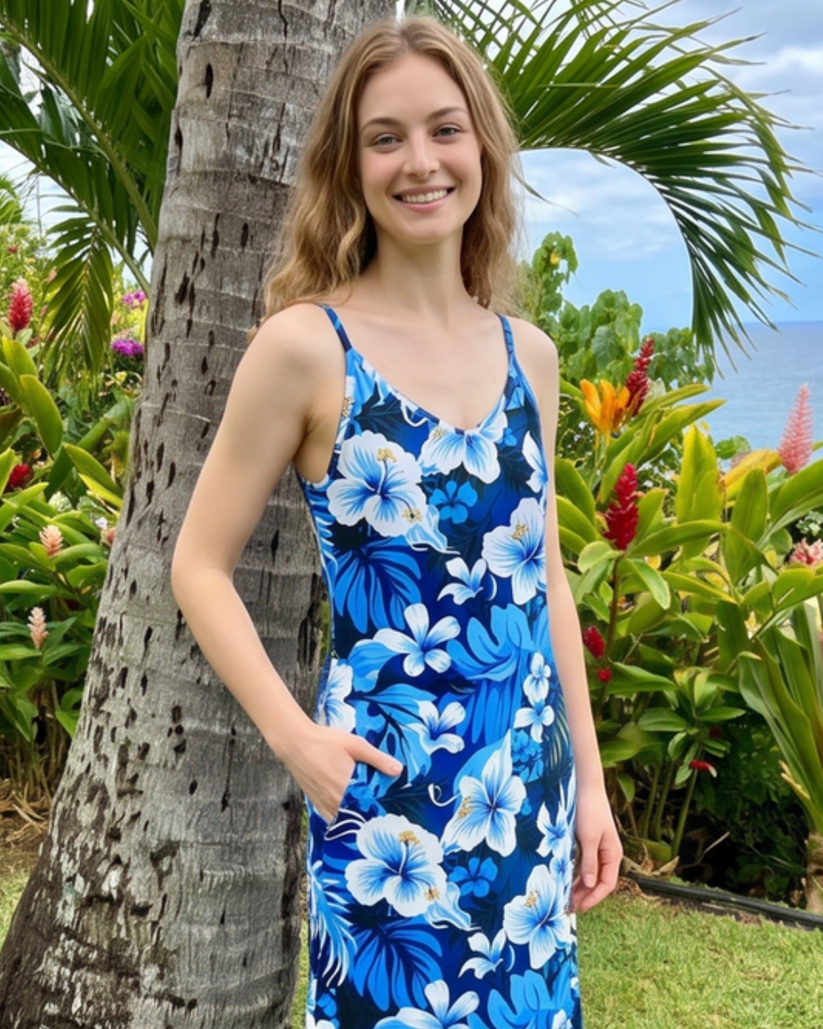 Maxi Slip Dress - Blue Hawaiian