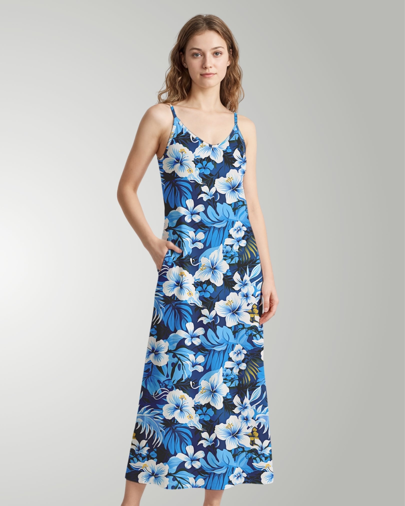 Maxi Slip Dress - Blue Hawaiian