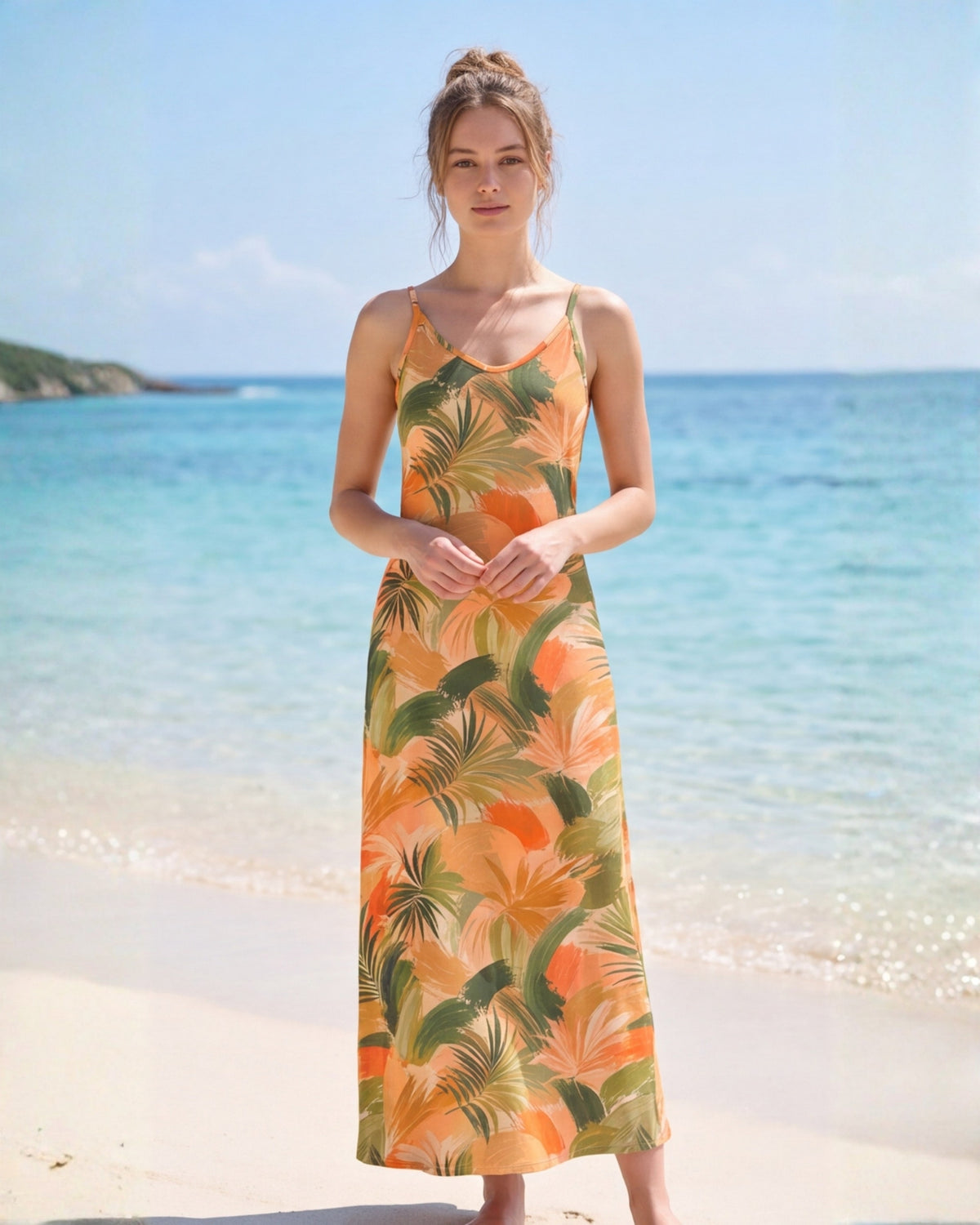 Maxi Slip Dress - Peachy Palms