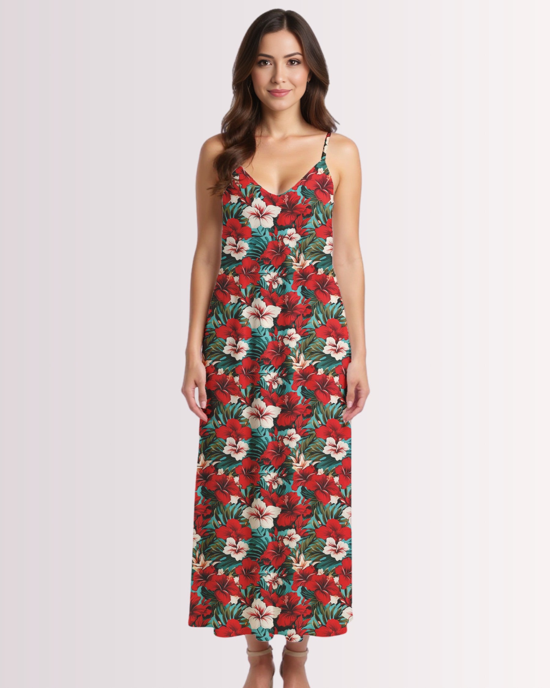 Maxi Slip Dress - Red Hawaiian II