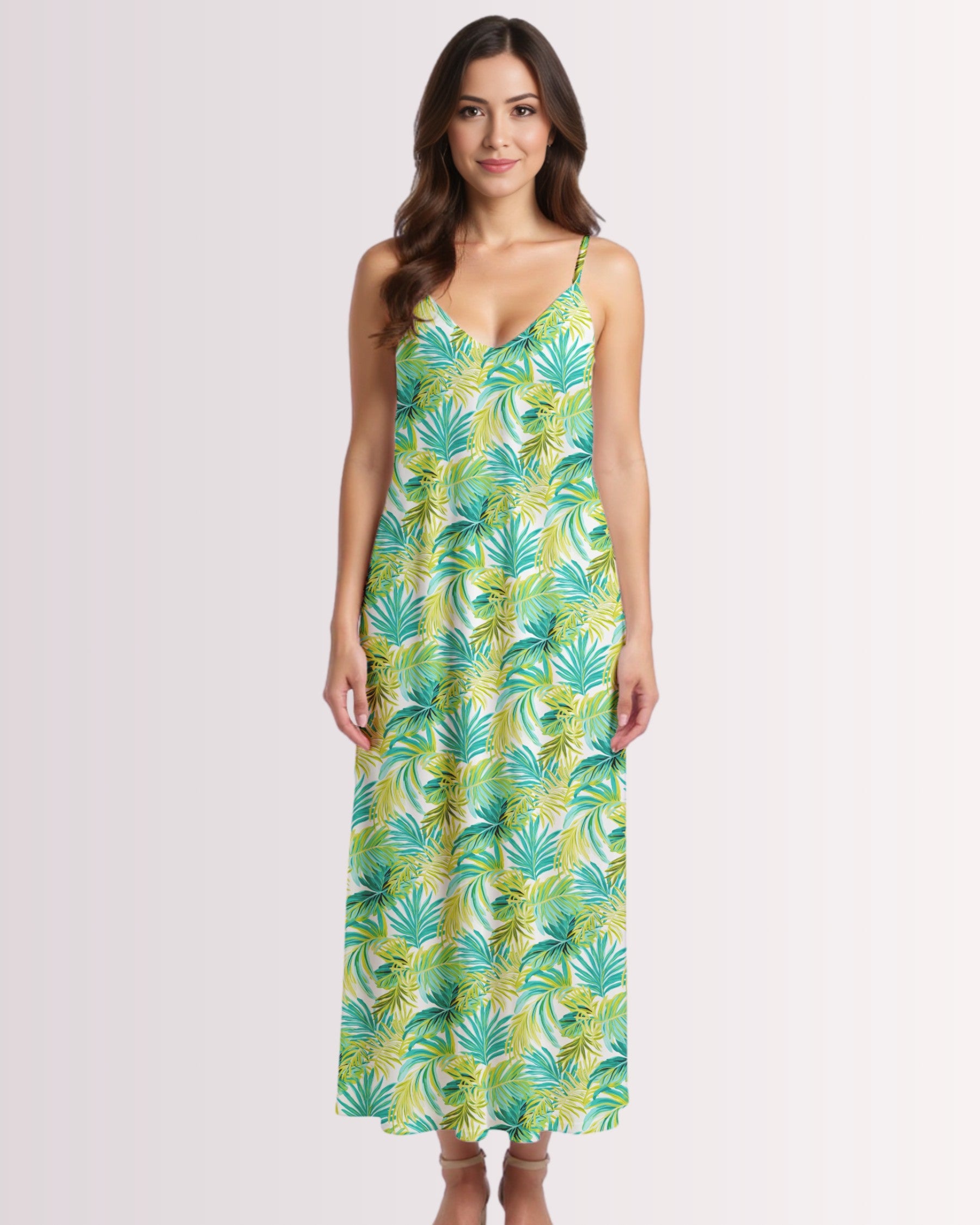 Maxi Slip Dress - Palm Leaves I