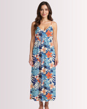 Maxi Slip Dress - Blue Tropoical II