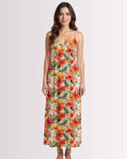 Maxi Slip Dress - Orange Hawaiian III