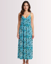 Maxi Slip Dress - Tropical Blue Floral I