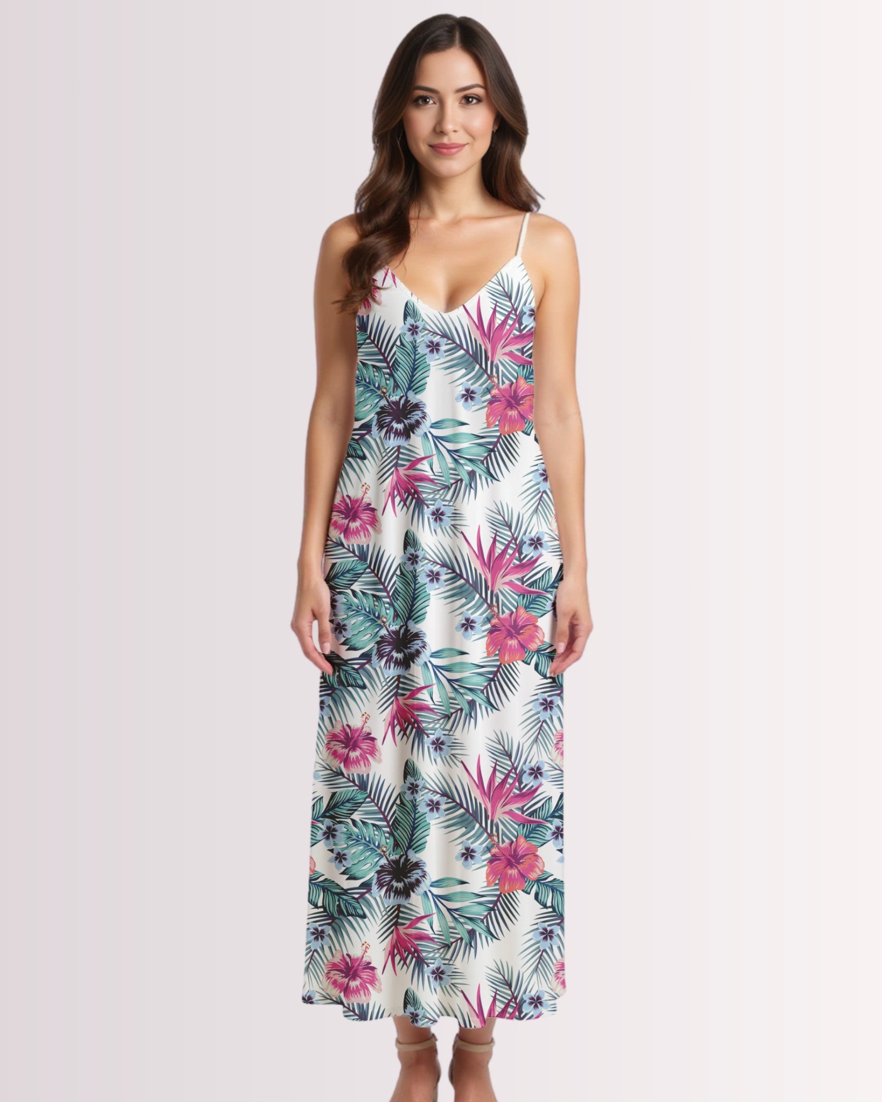 Maxi Slip Dress - Tropical V