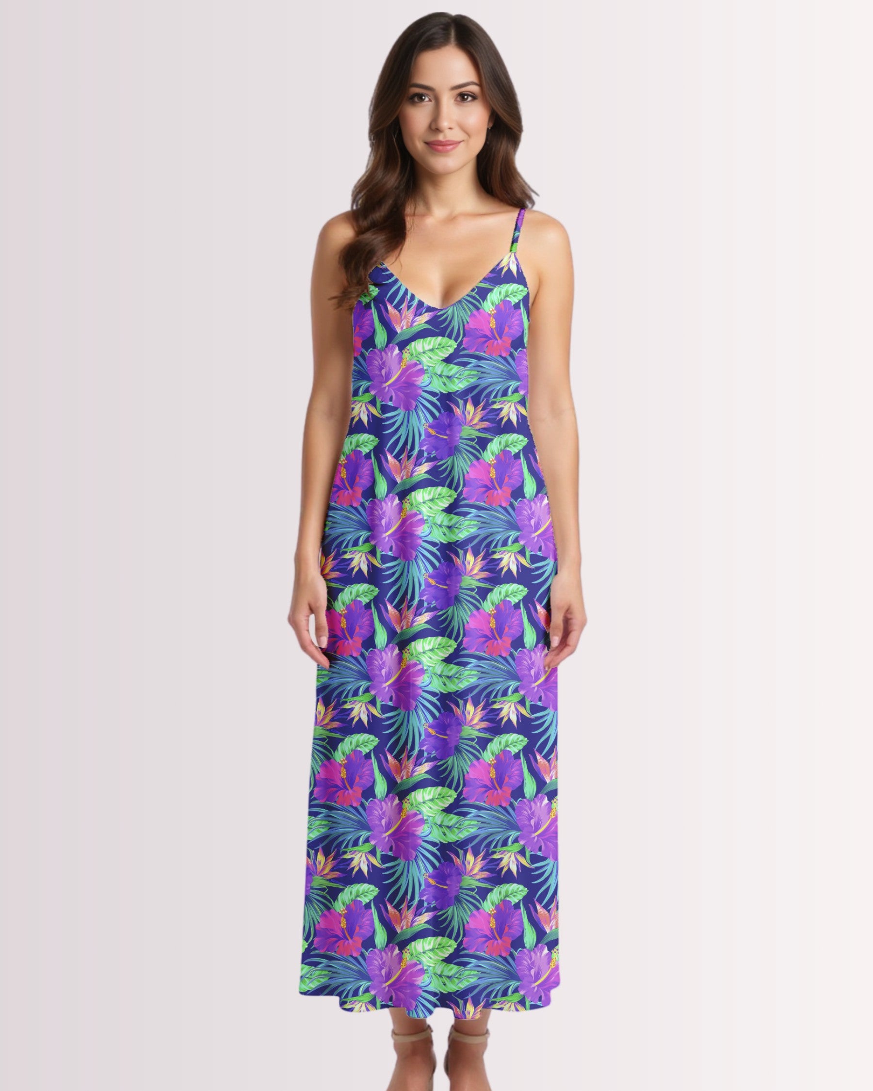 Maxi Slip Dress - Purple Hawaiian IV