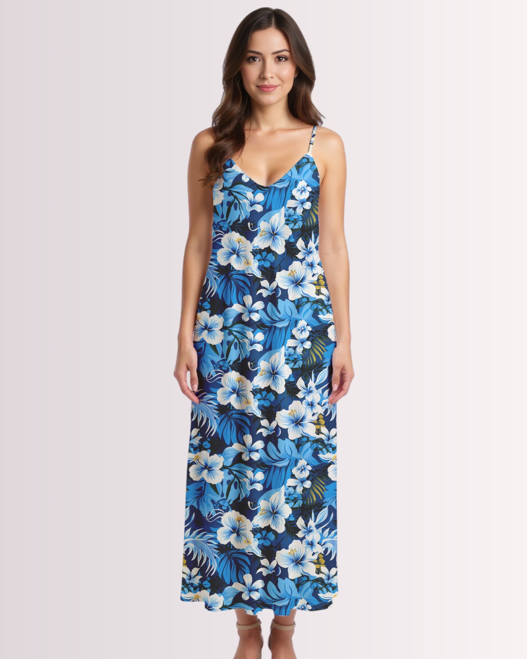 Maxi Slip Dress - Blue Hawaiian I