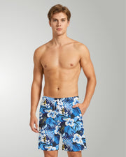 Mens Beach Shorts - Blue Hawaiian