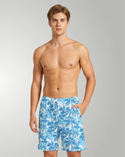 Mens Beach Shorts - Blue Palms